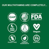 Life's Fortune Life's Energy Advanced Multi-Vitamin and Mineral Non-GMO - Super Greens - ORAC Berries - AntiOxidants - Enzymes - Iron Free - GMP Tested, 120 Veggi Tablets
