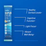 Nello Supercalm Powdered Drink Mix, Blue Coconut, L Theanine, Ksm-66 Ashwagandha, Magnesium Glycinate, Vitamin D 3, Supplements for Relaxation & Focus, No Sugar, Non GMO, Vegan, On The Go, 20 Srvgs