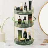 Rotating Makeup Organizer for Vanity, Skin Care Perfume Organizers Large Capacity, Bathroom Counter Organizer for Make Up Cosmetic Lipstick, Clear Spinning Organizer Perfume Holder (3 Tiers, Green)