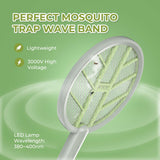 Aspectek 3000V Electric Fly Swatter for Indoor and Outdoor Use, Portable, Rechargeable Bug Zapper Racket with Improved Battery Life, USB Charging Cable, Wall Bracket