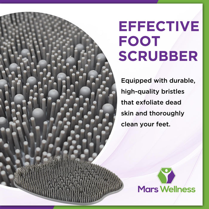 MARS WELLNESS Shower Foot Scrubber and Massager - Foot Scrubber in Shower - Suction Foot Scrubber - Cleaner and Massager Mat - Improves Circulation - Easy to Store - Gray