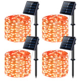 JMEXSUSS 4 Pack Orange Solar Christmas Lights, Total 400 LED 132 FT Orange Halloween Lights, 8 Modes Copper Wire Solar Fairy Lights Outdoor Waterproof for Halloween Garden Yard Tree Decor