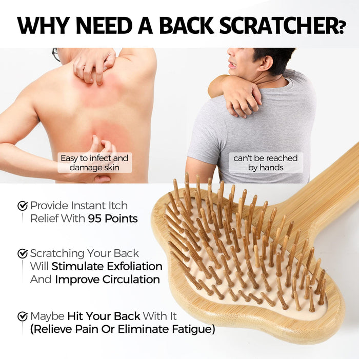 NURENDER Oversized Back Scratcher, Extended Bamboo Scratcher, 22.04" Long Curved Handle; Wider Head; More Larger Scratching Surface, Adults Body Instant Scratcher Christmas Gift for Women and Men.