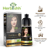 Herbishh Hair Color Shampoo for Gray Hair – Magic Hair Dye Shampoo – Colors Hair in Minutes–Long Lasting–500 Ml–3-In-1 Hair Color–Ammonia-Free (Dark Brown)