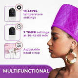 Hair Steamer for Deep Conditioning w/10-level Heats Up Quickly, Heating Cap for Deep Conditioner - Thermal Steam Cap For Black Hair, Great For Hair Treatment (Purple)