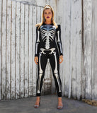 Tipsy Elves Form Fitting & Flattering Skeleton Bodysuits for Halloween - Women's Sexy Skeleton Costume - Women's Silver Shimmer Skeleton Bodysuit Halloween Costume Size X-Large