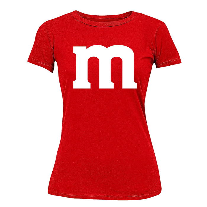 M Halloween Team Costume Funny Party Women's T-Shirt, 2XL, Red