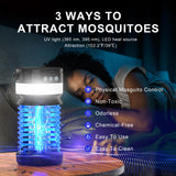 Solar Bug Zapper for Outdoor & Indoor,4200V Mosquito Zapper Waterproof Fly Trap,Portable Rechargeable Mosquito Killer with LED Light for Home,Kitchen,Backyard,Camping (Black-Blue)