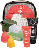 Pixie Cup Menstrual Cup Cleaner Kit - Sterilizer Wash, Public Restroom Carry Cup, 20 Wipes, Stain Remover Sample & Lube for Easy Insertion for Period Cups - All Cup Owners Need - Travel Size Kit