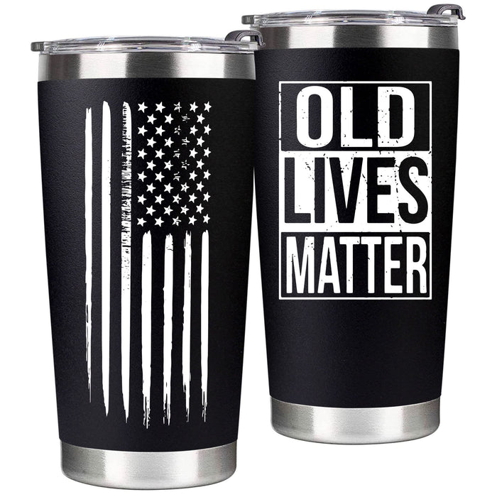 VIWIS 30th, 40th, 50th and 60th Birthday Gifts for Men, Dad from Son, Daughter, Wife - Gag Gifts For Men, Grandpa - Cool Old Man Gift, Old Lives Matter Tumbler 20oz - Funny Christmas Gifts