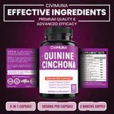 CIVIMUNA Quinine Cinchona Bark Capsules 5050mg - Quinine Cinchona Bark, Pumpkin Seeds, Spinach - 3 Months Supply