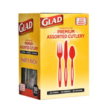 Glad Premium Assorted Plastic Cutlery | Clear Extra Heavy Duty forks, Knives, And Spoons | 150 Piece Set of Disposable Party Utensils, and Sturdy Cutlery