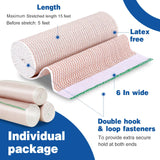 AZEN Premium 20 Pack Elastic Bandage Wrap 6 Inch, Compression Wrap Bandage for Legs, Ankle, Knee, Tummy, Body, Latex-Free, Lymphedema Wraps for Legs