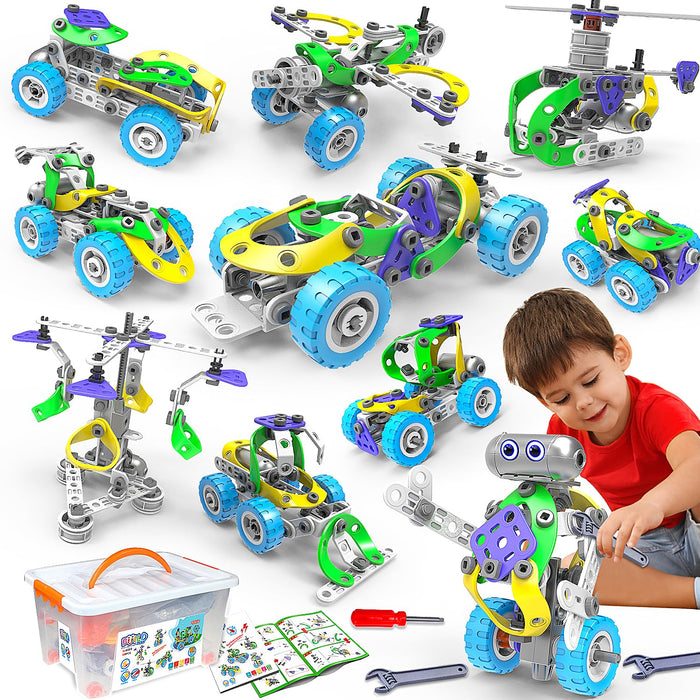 10 in 1 Electric STEM Toys for 4 5 6 7 8+ Year Old Boy Girl Birthday Gifts Educational Building Toys for Kids Ages 4-8 5-7 6-8 Stem Activities Construction Toy for Boys 4-6 8-10 Christmas Idea Gift