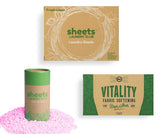 Sheets Laundry Club - All In One Laundry Kit.- Lightweight - Enjoy 50 Fast Dissolving Fresh Linen Laundry Sheets, 1-8oz Uncharted Waters Scent Booster Tube, 40 Plant Based Vitality Dryer Sheets