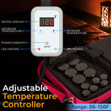 Portable Massage Stone Warmer Set - Electric Spa Hot Stones Massager and Heater Kit with 6 Large and 6 Small Round Shaped Basalt Massaging Rocks, Digital Controller Heating Bag, Pink