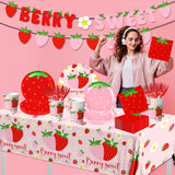 Dydamud Strawberry Party Decorations,Strawberry Theme Birthday Party Tableware Set A Berry Sweet Baby Plates Napkins Cups for Berry First Birthday Party Supplies,Strawberry Baby Shower