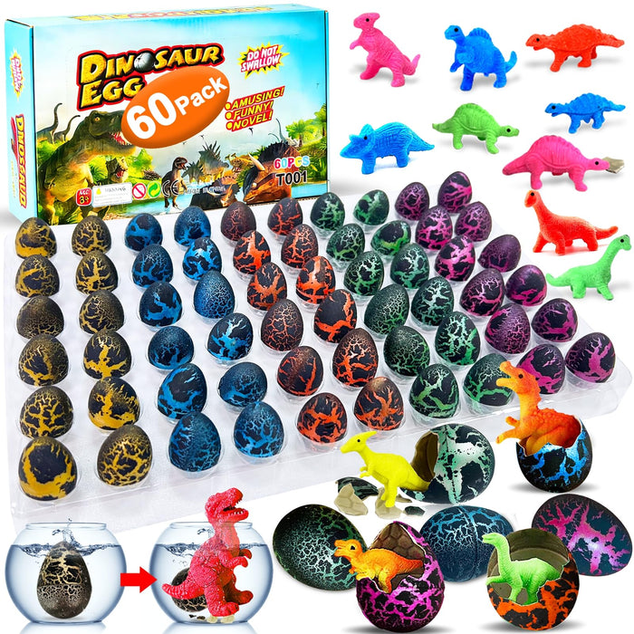 60 Pcs Hatching Dinosaur Eggs for Kids Birthday Gifts Party Favors Bulk
