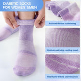 Bulinlulu Diabetic Socks for Women&Men,6 Pairs Non Binding Diabetic Ankle Socks,Wide Socks with Seamless Toe Size 6-9 9-11(Medium-Pure)