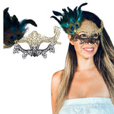 Black Gold Peacock Feather Masquerade Mask for Women - Lace Masquerade Masks for Masquerade Party, Proms, Photo Shoot, Venetian Party, Mardi Gras, Halloween & Cosplay LM3