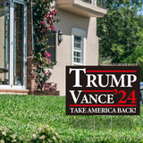 Probsin Trump Vance 2024 Yard Sign Double Sided 16" x 24" Trump Vance'24 Take America Back MAGA Signs Voted for Trump Vance Outdoor Decorations for Lawn, Garden, Window, Party Supplies (Black)