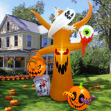 OurWarm 8FT Scary Tree Halloween Inflatables Outdoor Decoration, Blow Up Yard Halloween Decor Inflatable Tree with Ghost, Pumpkin, Tombstone and Eyeball for Garden, Lawn, Halloween Party Decorations