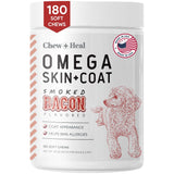 Omega for Dogs - 180 Delicious Soft Chews - Salmon Oil Treats for Skin and Coat, Itch Relief - Fish Oil Blend of Essential Fatty Acids, Omega 3, 6, and 9, and Vitamins - Smoked Bacon Flavor