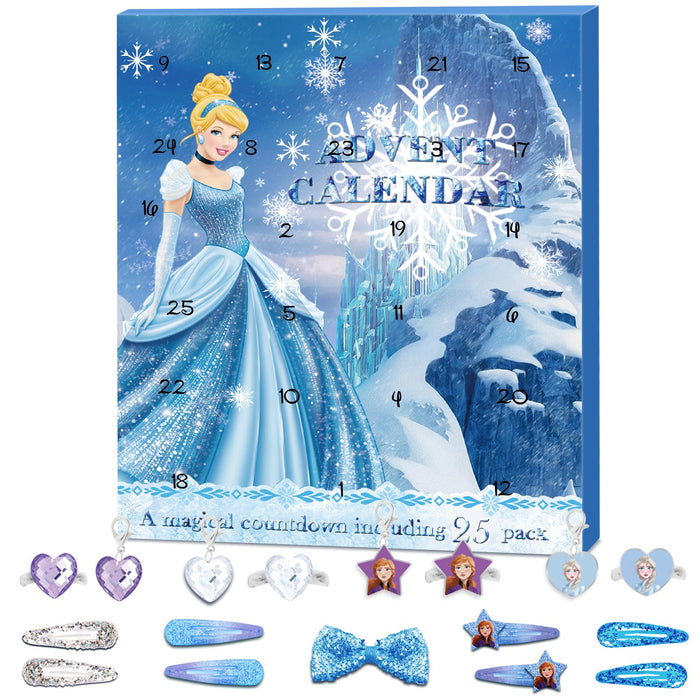 Advent Calendar 2024 for Girls Christmas 24 Days Frozen Countdown Calendar with DIY Charm Bracelet, Rings, Hair Accessories Xmas Holiday Ornament Gift for Daughter, Niece, Granddaughter（25Pcs）