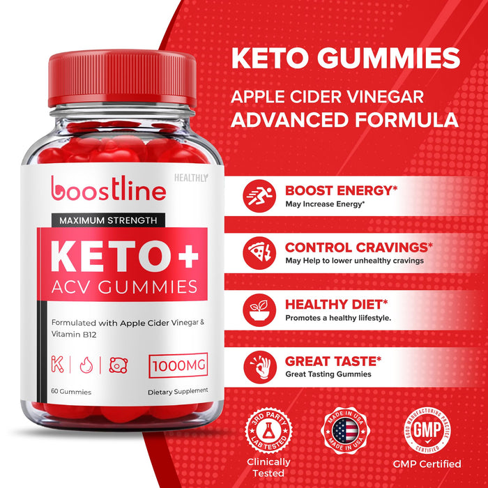 (2 Pack) Boostline Keto ACV Gummies - Official Formula - Boostline Keto + ACV Gummies with 1000MG Apple Cider Vinegar Vitamin Supplement, Boost Line Keto Plus Acv Gummies Reviews Keto (120 Gummies)