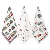 Folkulture Christmas Kitchen Towels Set of 3 for Christmas Decor, 26x20 Cotton Red Dish Towels or Boho Tea Towels, 100% Cotton Decorative Hand Towel, Farmhouse Dishcloths Sets for Xmas Gifts (Advent)