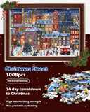 Jigsaw Puzzle Advent Calendar 2024 for Adult Kids-24 Box Christmas Countdown Calendar Family Puzzle Game,Christmas Street,1008 Piece,19.7 inches x 27.6 inch