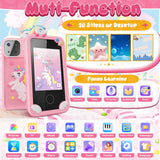 Kids Smart Phone Toys for Girls,Unicorn Gift Toys for Girls Ages 3-9 Christmas Birthday Gifts Mini Smart Phone Toys with 2.8" Touchscreen 16 Learning Games Dual Camera Music Player, 8G SD Card Pink