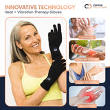 Copper Compression CopperVibe Vibration + Heat Therapy Gloves Heated Hand Massage for Arthritis, Carpal Tunnel, Neuropathy Pain Relief, Rheumatoid, Tendonitis, Raynauds for Women & Men - 1 Pair