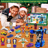 AMENON 24 Pcs Transform Car Robot Toys Christmas Advent Calendar 2023 for Kids Boys, 24 Days Countdown Calendar Large Car Automatic Deformation + 23 Vehicles Xmas Stocking Stuffers Gifts Party Favors