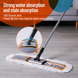 CLEANHOME 24" Commercial Dust Mop for Floor Cleaning, Heavy Duty Floor Mop with 2 Microfiber Mop Pads Wet and Dry Flat Mop, Commercial Cleaning Tools for Marble, Laminate, Hardwood Floor Sweeping,Grey