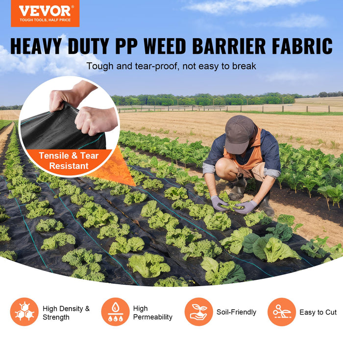 VEVOR Driveway Fabric, Heavy Duty 6x300ft 3oz Woven Landscape Fabric, Garden Weed Barrier Fabric, Weed Control Fabric, Geotextile Fabric for Landscaping, Ground Cover, Weed Block Gardening Mat, Black