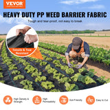 VEVOR Weed Barrier Landscape Fabric, 4*100FT Heavy Duty Garden Weed Fabric, Woven PP Weed Control Fabric, Driveway Fabric, Geotextile Fabric for Landscaping, Ground Cover, Weed Blocker Weed Mat, Black