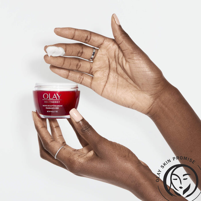 Olay Regenerist Micro-Sculpting Cream Face Moisturizer with Hyaluronic Acid & Niacinamide, Fragrance-Free, 1.7 oz, Includes Olay Whip Travel Size for Dry Skin