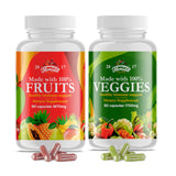 Fruits and Vegetables Supplement - 90 Fruit and 90 Veggie Capsules - Nature Vitamins, Balance of Fruits and Veggies Supports Energy Balance, Soy Free, Vegan Capsules - 90 Count (Pack of 2)