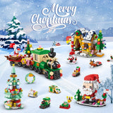 Advent Calendar 2024 - Christmas Building Blocks Holiday Gifts for kids Teen 24 Days Surprise Gift Box Christmas Countdown Calendar for Girl Boys 6 In 1 Santa Tree Train House Block Toy Set