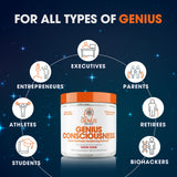 Genius Consciousness, Super Nootropic Brain Supplement Powder, Snow Cone - Focus, Cognitive Function, Concentration & Memory Booster - Alpha GPC & Lions Mane Mushroom for Neuro Energy