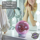 Disco Ball Diffuser Rotating - Essential Oil Diffuser with Whisper Quiet Operation, Cool Disco Party Decorations, Unique Preppy Room Decor | Aromatherapy Diffuser for Medium Room Pink