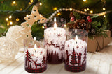 Eywamage Red Buffalo Plaid Christmas Flameless Candles with Remote, Flickering LED Pillar Candles in Glass Set of 3