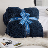 Bedsure Soft Navy Blue Throw Blanket for Couch, Fluffy Fuzzy Blankets & Throws for Bed, Sofa, Cozy Plush Sherpa Fleece Faux Fur Blanket, Thick Warm Christmas Blanket Gifts for Women, Men, 50x60