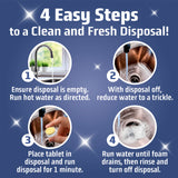 MIGHTY CLEAN Garbage Disposal Cleaner And Deodorizer Tablets 24 Pack - 1 Year Supply Kitchen Sink Cleaner And Deodorizer, Septic Safe Foaming Cleaner, Lemon Scent, Removes Odor-Causing Residues