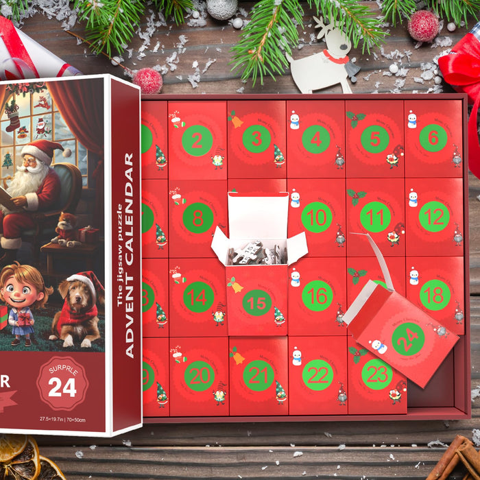 2024 Christmas Advent Calendar Puzzle 1008 Piece Christmas Countdown Calendar Jigsaw Puzzle, Holiday Santa Puzzle for Adults Kids, Gift for Boys and Girls (Family)