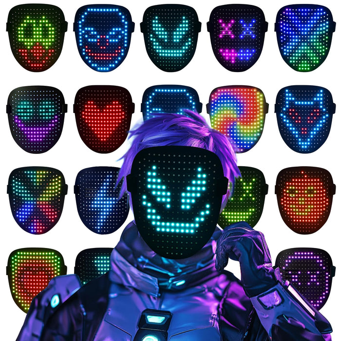 ORWINE LED Mask, Light Up Mask with Gesture Sensing, Unisex LED Lighted Face Transforming Masks for Festival Dj Cosplay Halloween Costume Masquerade Parties Christmas Gifts for Kids