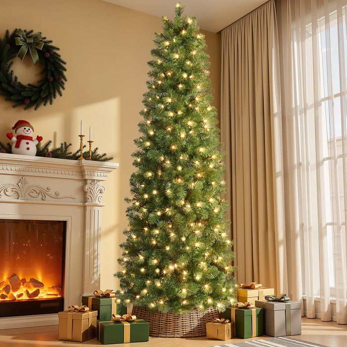 SHareconn Prelit Artificial Pencil Christmas Tree 6FT & Warm White Lights