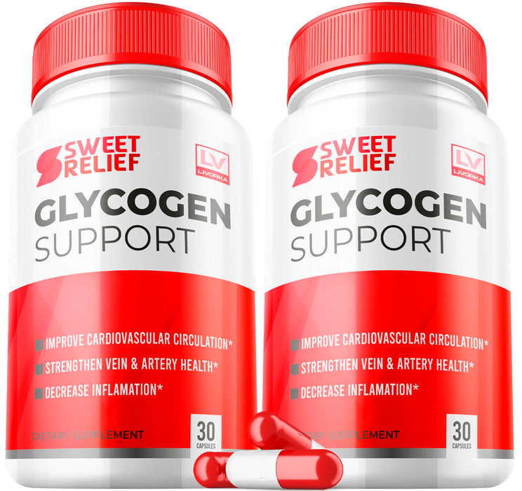 2 Pack - Sweet Relief Glycogen Capsules, Sweet Relief Vitamins, Sweet Relief Glycogen Advancced Formula, Sweet Relief Glycogen Vitamin Capsules, Sweet Relief For Health, 60 Capsules For 60 days.