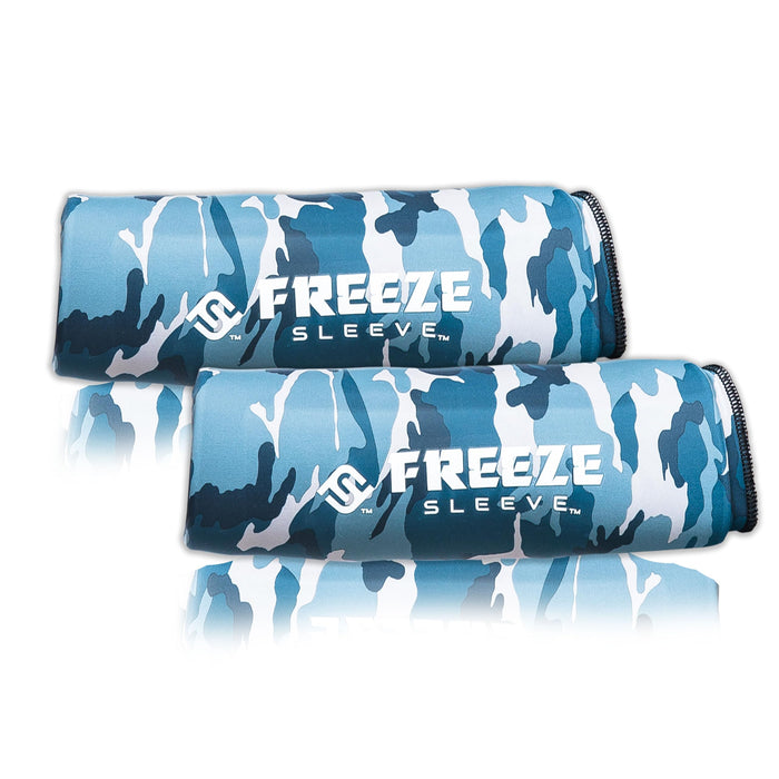 FreezeSleeve 2 Pack Ice & Heat Therapy Sleeve- Reusable, Flexible Gel Hot/Cold Pack, 360 Coverage for Knee, Elbow, Ankle, Wrist- Small/Medium, Blue Camo